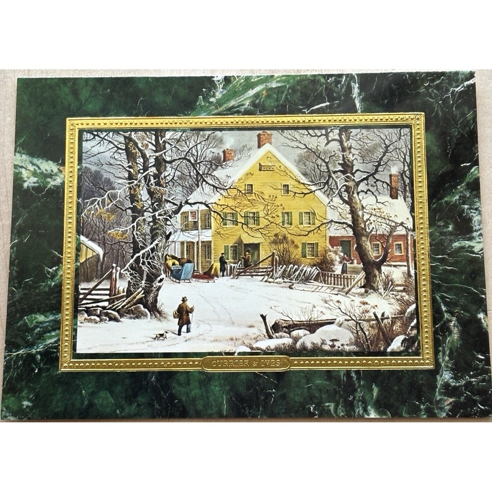 Vtg Burgoyne Christmas Card LOT of 13 Unused Currier Ives Winter Country House